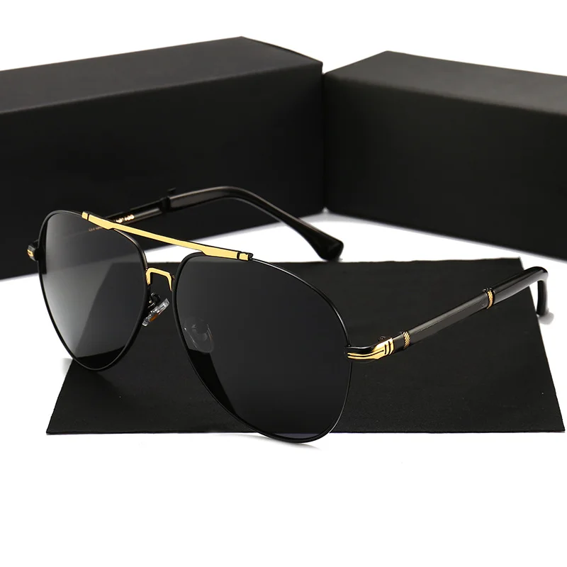 Red, Black, Gun Metal High Quality Men's Designer Polarized Sunglasses Famous Brands Luxury Metal Shades for Driving Black and Red Frame Colors - Details 9