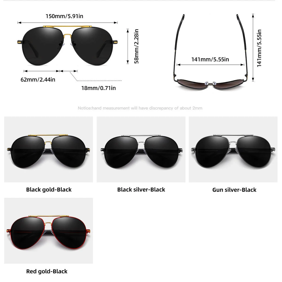 Red, Black, Gun Metal High Quality Men's Designer Polarized Sunglasses Famous Brands Luxury Metal Shades for Driving Black and Red Frame Colors - View 3