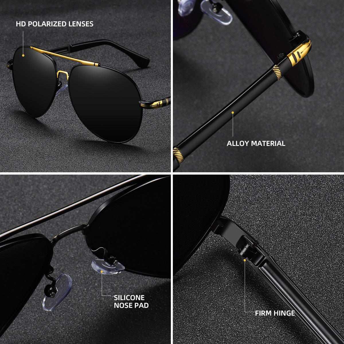 Red, Black, Gun Metal High Quality Men's Designer Polarized Sunglasses Famous Brands Luxury Metal Shades for Driving Black and Red Frame Colors - View 4