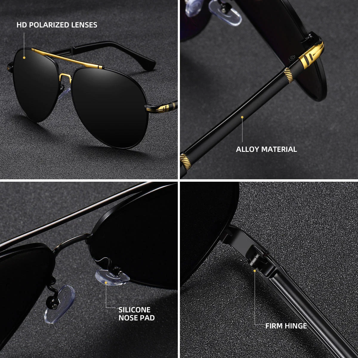 Red, Black, Gun Metal High Quality Men's Designer Polarized Sunglasses Famous Brands Luxury Metal Shades for Driving Black and Red Frame Colors - View 4