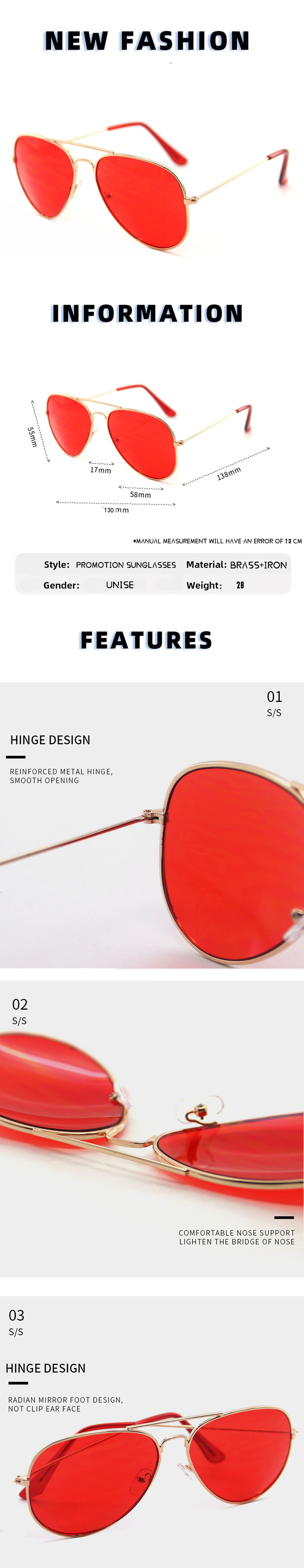 Custom Metal New Style Custom logo Promotion Fashion Double Bridge Color Lens Unisex Stainless Metal Frame Airman Sunglasses - Details 2