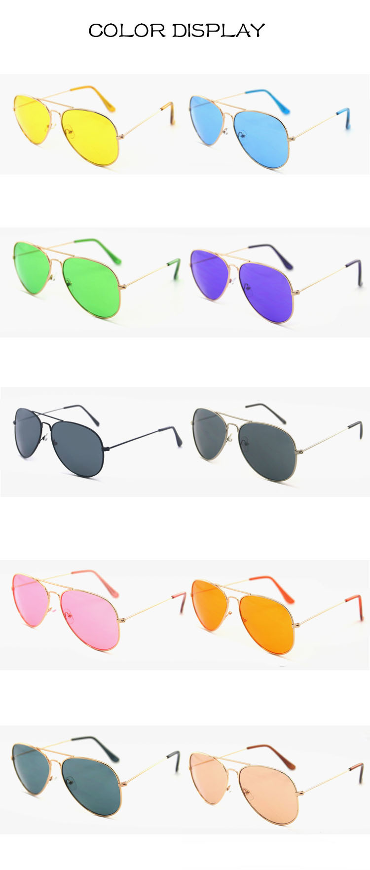 Custom Metal New Style Custom logo Promotion Fashion Double Bridge Color Lens Unisex Stainless Metal Frame Airman Sunglasses - Details 4