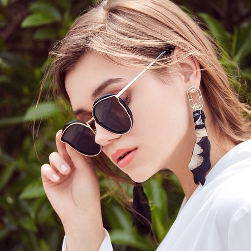 Custom Metal New Style Custom logo Promotion Fashion Double Bridge Color Lens Unisex Stainless Metal Frame Airman Sunglasses - Details 5