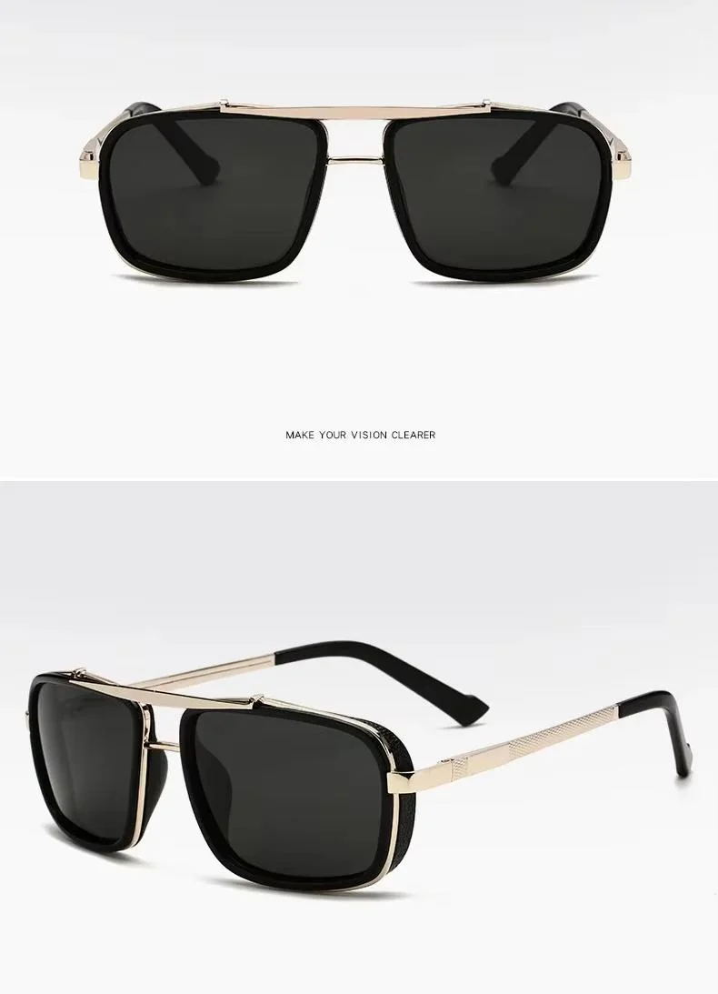 Black, Gold, Gun Metal Metal Square Pilot Wholesale Custom 2024 Gafas De Sol Driving Aviation Metal Shades Polarized Men's Sun Glasses 2024 Sport Sunglasses - Details 5