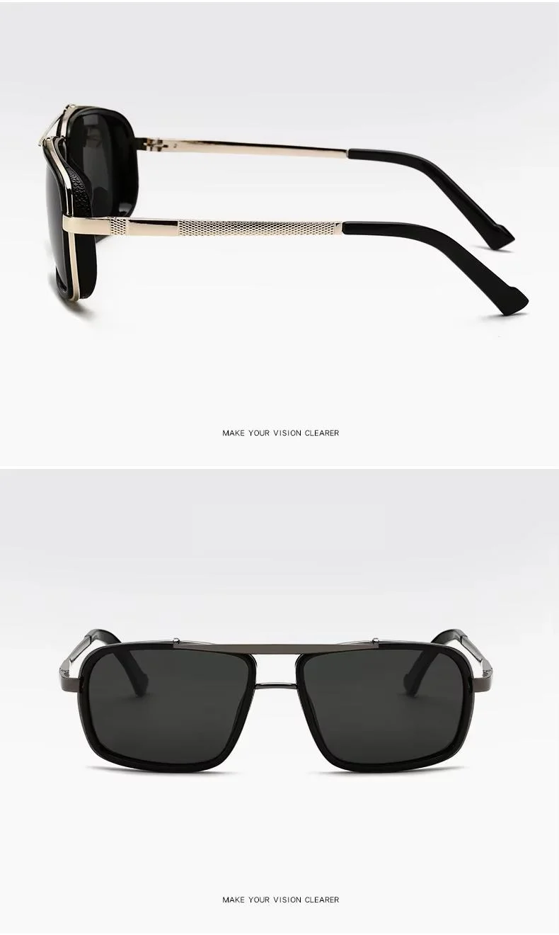 Black, Gold, Gun Metal Metal Square Pilot Wholesale Custom 2024 Gafas De Sol Driving Aviation Metal Shades Polarized Men's Sun Glasses 2024 Sport Sunglasses - Details 6