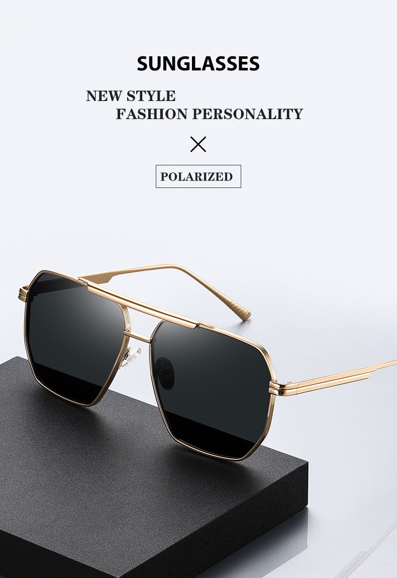 Black, Gold, 5 colors available Metal Hot Sale Polarized Sunglasses Fashion Lentes De Sol 2025 Men Women Anti Glare Sun Glasses - Details 1