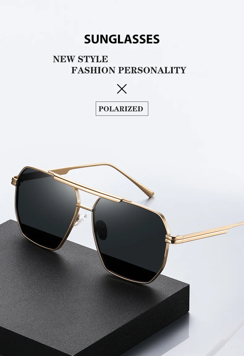 Black, Gold, 5 colors available Metal Hot Sale Polarized Sunglasses Fashion Lentes De Sol 2025 Men Women Anti Glare Sun Glasses - Details 1