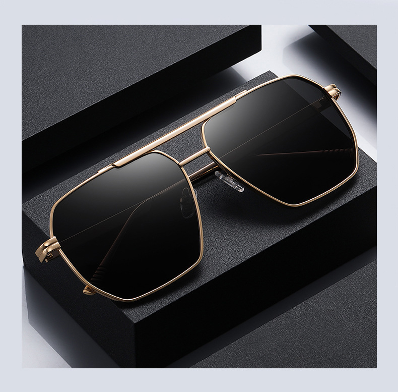 Black, Gold, 5 colors available Metal Hot Sale Polarized Sunglasses Fashion Lentes De Sol 2025 Men Women Anti Glare Sun Glasses - Details 4