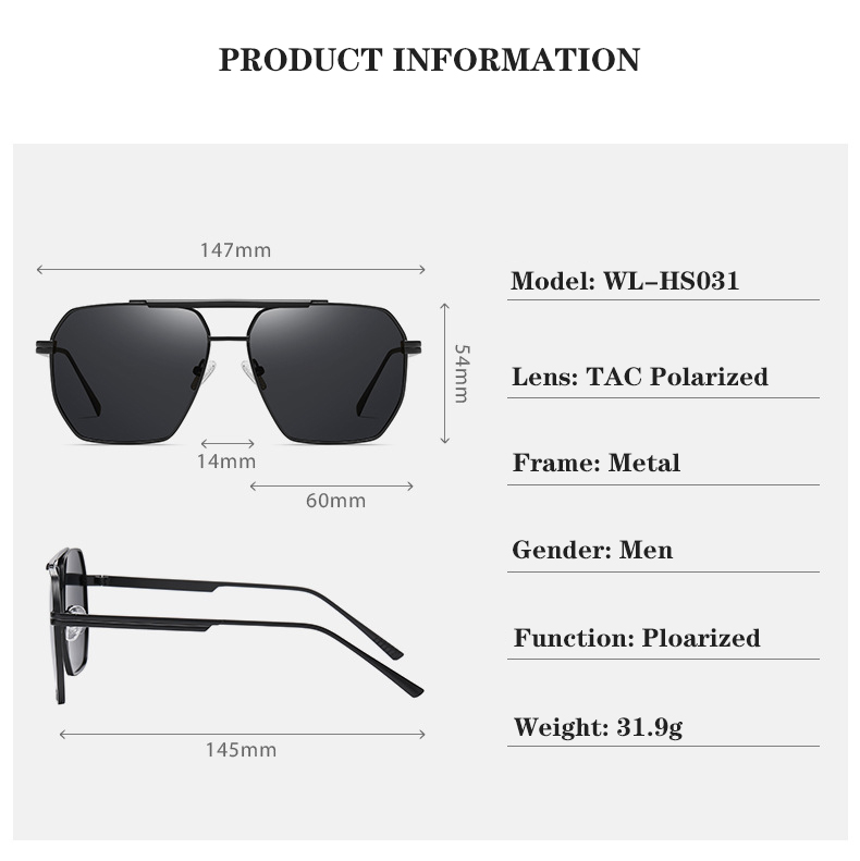 Black, Gold, 5 colors available Metal Hot Sale Polarized Sunglasses Fashion Lentes De Sol 2025 Men Women Anti Glare Sun Glasses - Details 9
