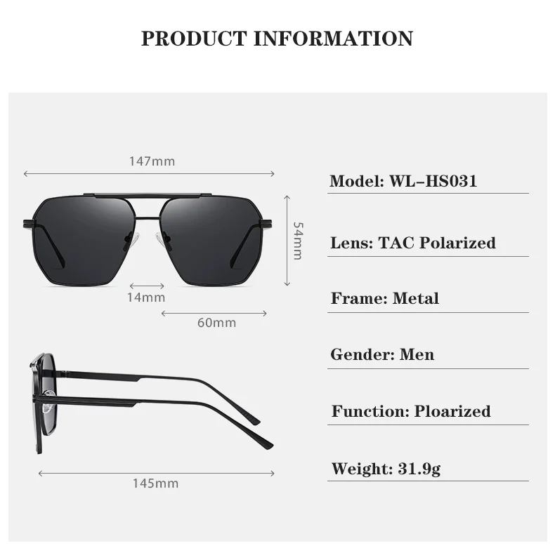Black, Gold, 5 colors available Metal Hot Sale Polarized Sunglasses Fashion Lentes De Sol 2025 Men Women Anti Glare Sun Glasses - Details 9