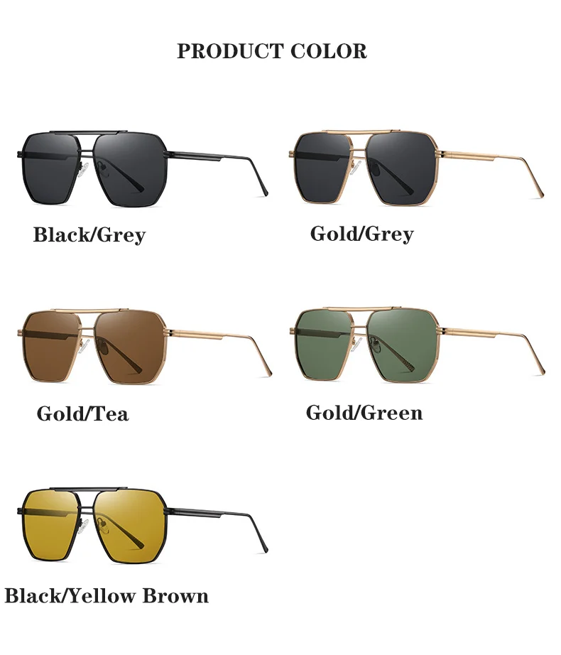 Black, Gold, 5 colors available Metal Hot Sale Polarized Sunglasses Fashion Lentes De Sol 2025 Men Women Anti Glare Sun Glasses - Details 10