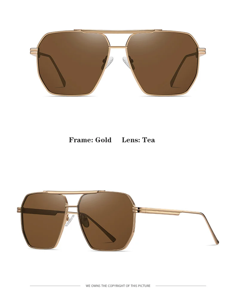 Black, Gold, 5 colors available Metal Hot Sale Polarized Sunglasses Fashion Lentes De Sol 2025 Men Women Anti Glare Sun Glasses - Details 14