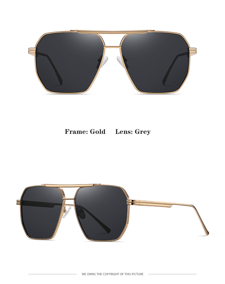 Black, Gold, 5 colors available Metal Hot Sale Polarized Sunglasses Fashion Lentes De Sol 2025 Men Women Anti Glare Sun Glasses - Details 15