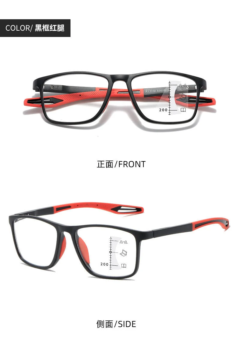 Black TR90 New Design TR90 Progressive Bifocal Reading Glasses with Multifocal Lens High Quality Reading Glasses Anti Blue Light - View 5