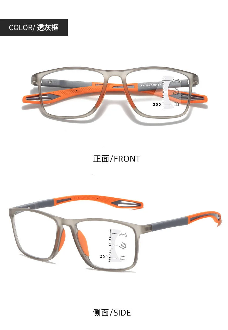 Black TR90 New Design TR90 Progressive Bifocal Reading Glasses with Multifocal Lens High Quality Reading Glasses Anti Blue Light - View 6