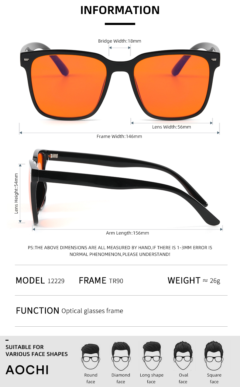 Wholesale Clear TR90 Square Bluelight Red Eyewear Anti Blue Light Computer Gaming Orange Eyeglasses Blue Light Blocking Glasses Details and Specifications
