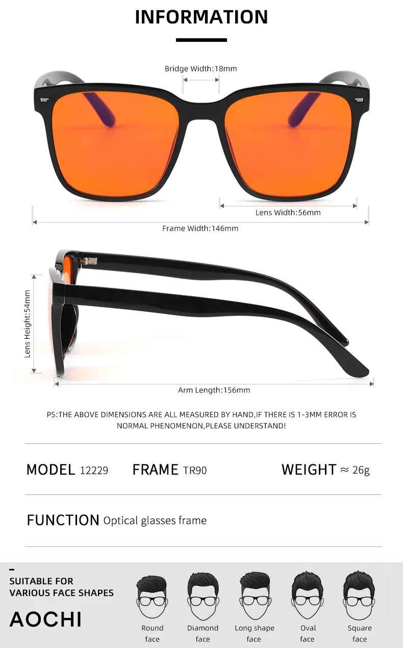 TR90 Wholesale Clear TR90 Square Bluelight Red Eyewear Anti Blue Light Computer Gaming Orange Eyeglasses Blue Light Blocking Glasses - Details 4