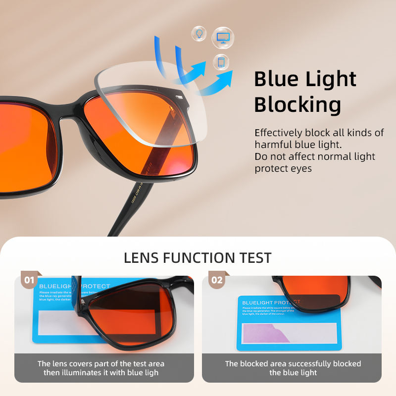 TR90 Wholesale Clear TR90 Square Bluelight Red Eyewear Anti Blue Light Computer Gaming Orange Eyeglasses Blue Light Blocking Glasses - View 3