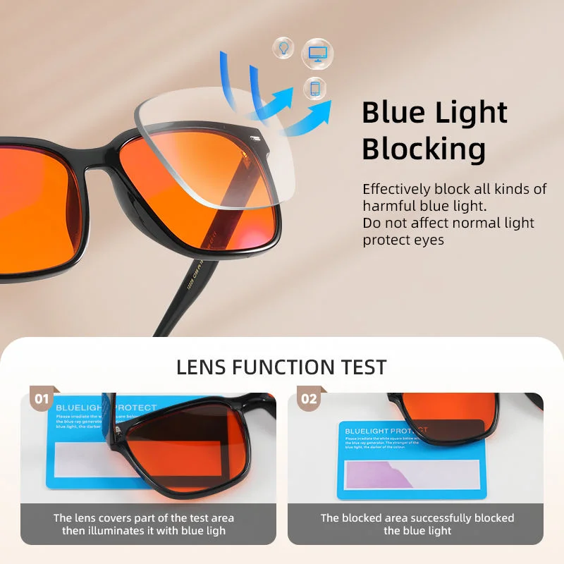  TR90 Wholesale Clear TR90 Square Bluelight Red Eyewear Anti Blue Light Computer Gaming Orange Eyeglasses Blue Light Blocking Glasses - View 3