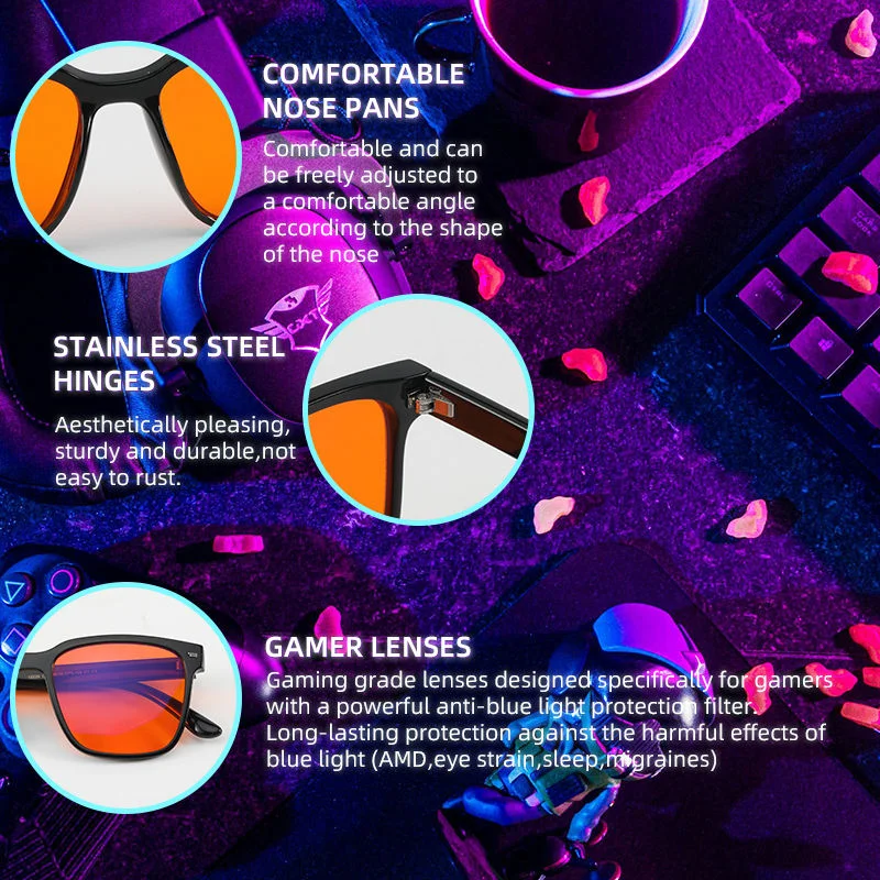 TR90 Wholesale Clear TR90 Square Bluelight Red Eyewear Anti Blue Light Computer Gaming Orange Eyeglasses Blue Light Blocking Glasses - View 4