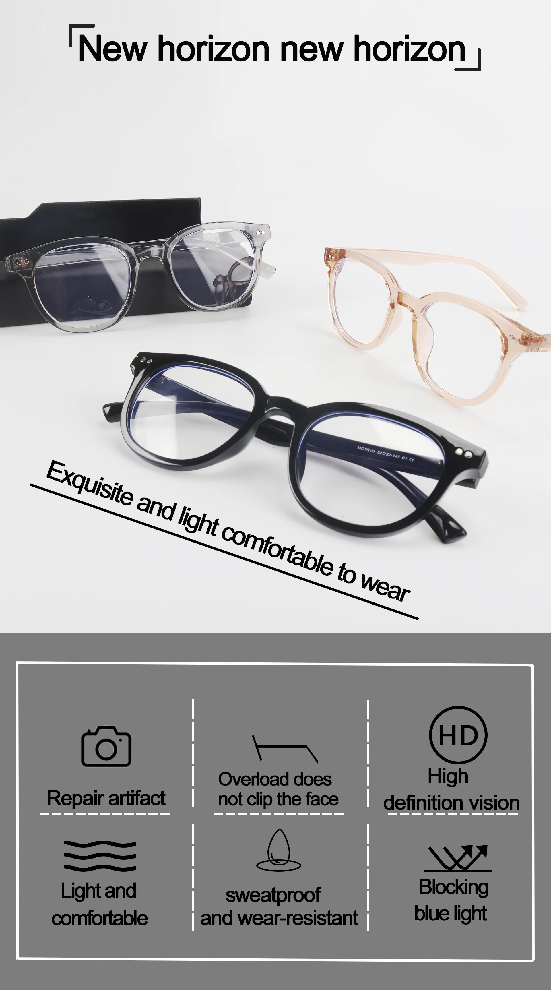 Clear TR-90 Blue Light & Radiation Blocking Optical Eyewear Clear Lens Anti-Blue & Anti-Radiation Glasses - Details 1