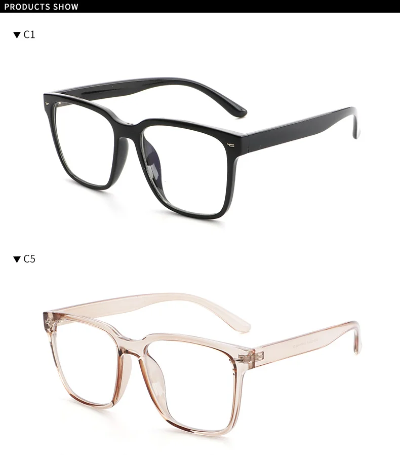 6 Colors TR90 Wholesale Clear TR90 Square Bluelight Eyewear Anti Blue Light Computer Eyeglasses Blue Light Blocking Glasses - Details 4