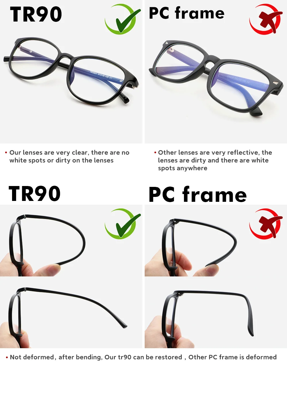 6 Colors TR90 Wholesale Clear TR90 Square Bluelight Eyewear Anti Blue Light Computer Eyeglasses Blue Light Blocking Glasses - Details 5
