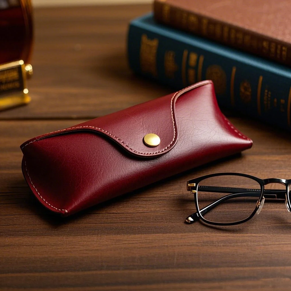 Customized Color GENUINE LEATHER Wholesale Custom Soft Portable Glasses Carrying Pouch Sunglasses Bag Bag Glasses Case Luxury Leather - Details 3