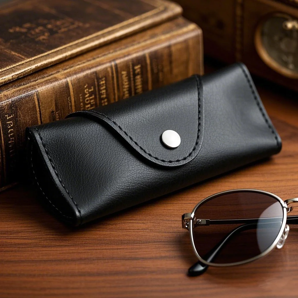 Customized Color GENUINE LEATHER Wholesale Custom Soft Portable Glasses Carrying Pouch Sunglasses Bag Bag Glasses Case Luxury Leather - Details 4