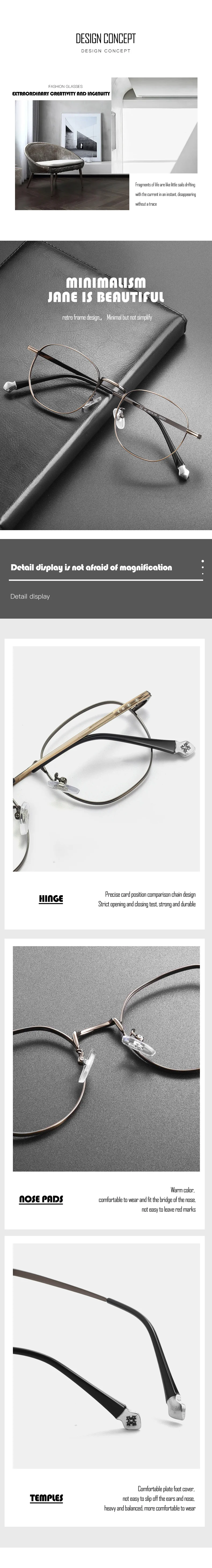 Alloy Ultra-thin Metal Optical Eyeglasses Vintage Classic Round Eyeglass Frames Women Men Alloy Material Lightweight Spectacle Frame - Details 2