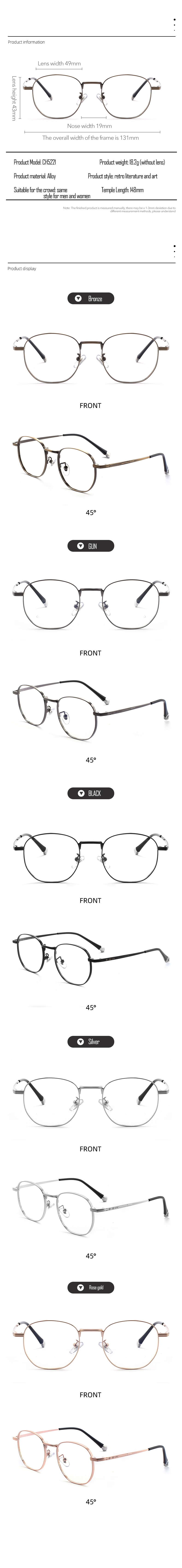 Alloy Ultra-thin Metal Optical Eyeglasses Vintage Classic Round Eyeglass Frames Women Men Alloy Material Lightweight Spectacle Frame - Details 3