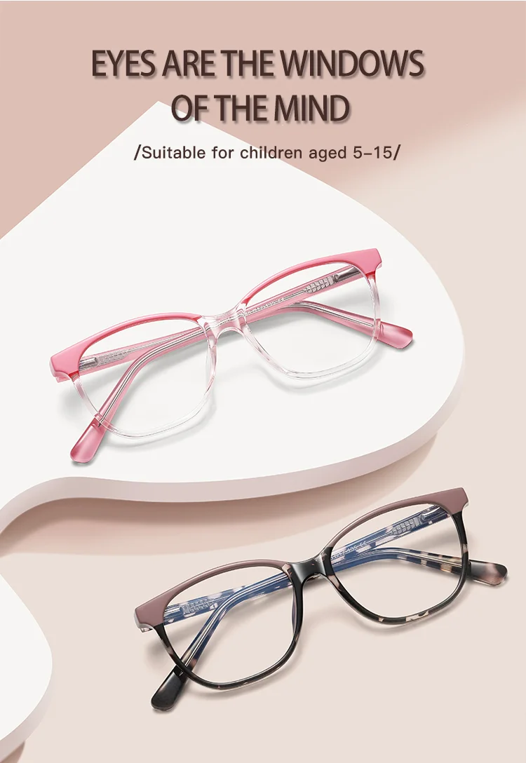 Plastic Cute Children Pupil Optical Oval Eyeglasses Plastic Full Frame Blue Light Blocking Custom Photochromic Design Glasses - Details 3