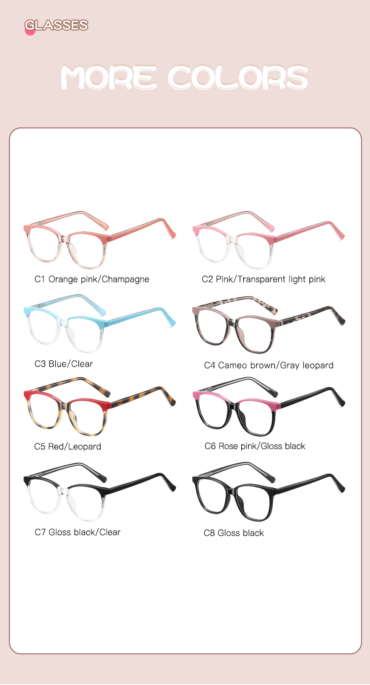 Plastic Cute Children Pupil Optical Oval Eyeglasses Plastic Full Frame Blue Light Blocking Custom Photochromic Design Glasses - Details 10