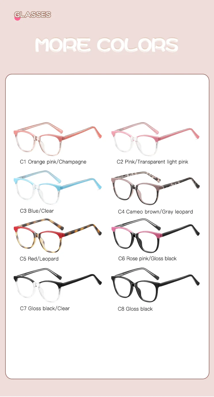 Plastic Cute Children Pupil Optical Oval Eyeglasses Plastic Full Frame Blue Light Blocking Custom Photochromic Design Glasses - Details 10