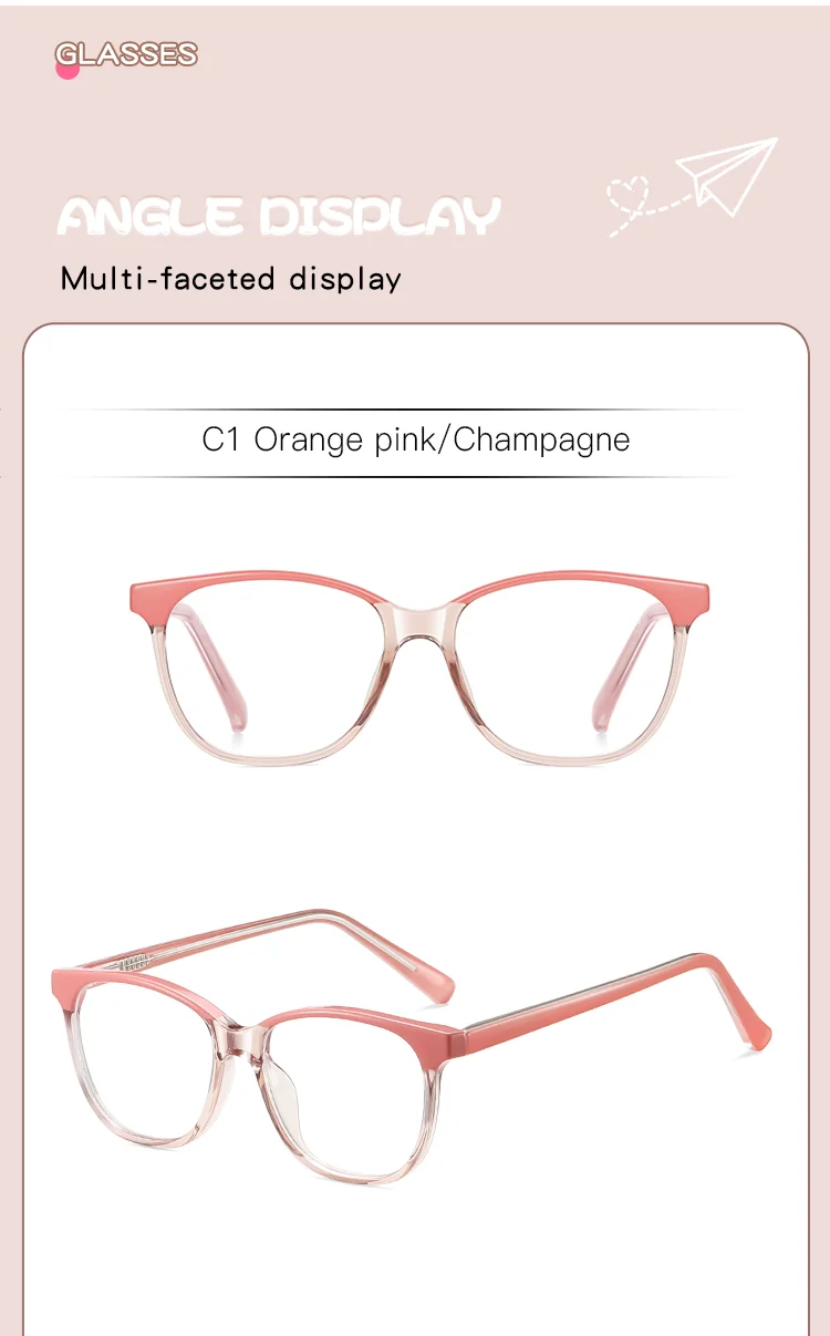Plastic Cute Children Pupil Optical Oval Eyeglasses Plastic Full Frame Blue Light Blocking Custom Photochromic Design Glasses - Details 11