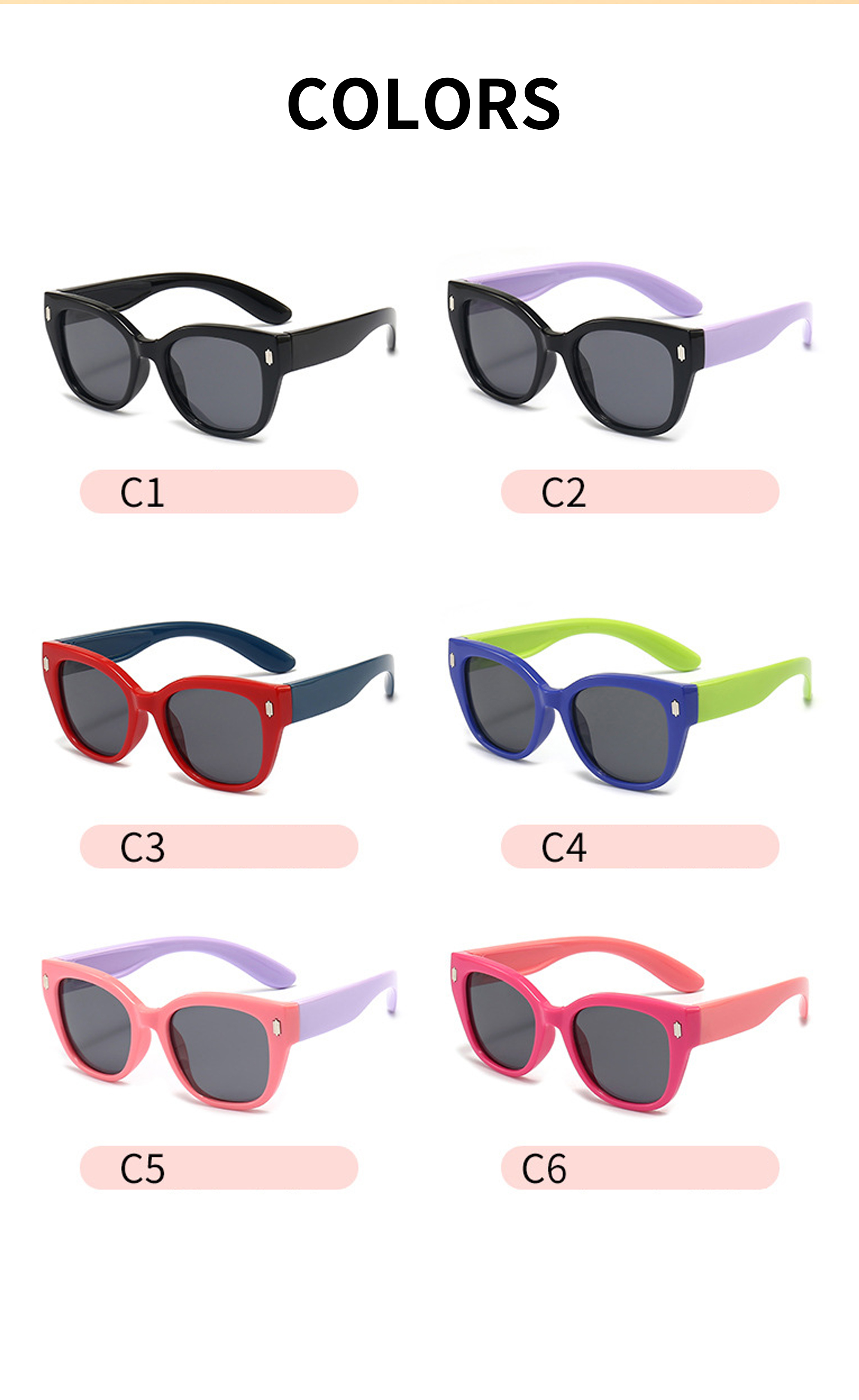 Custom Private Label Party Sun Glasses Fashion Design New Sunglasses Silicone Tpee Children's TAC Sunglasses Details and Specifications