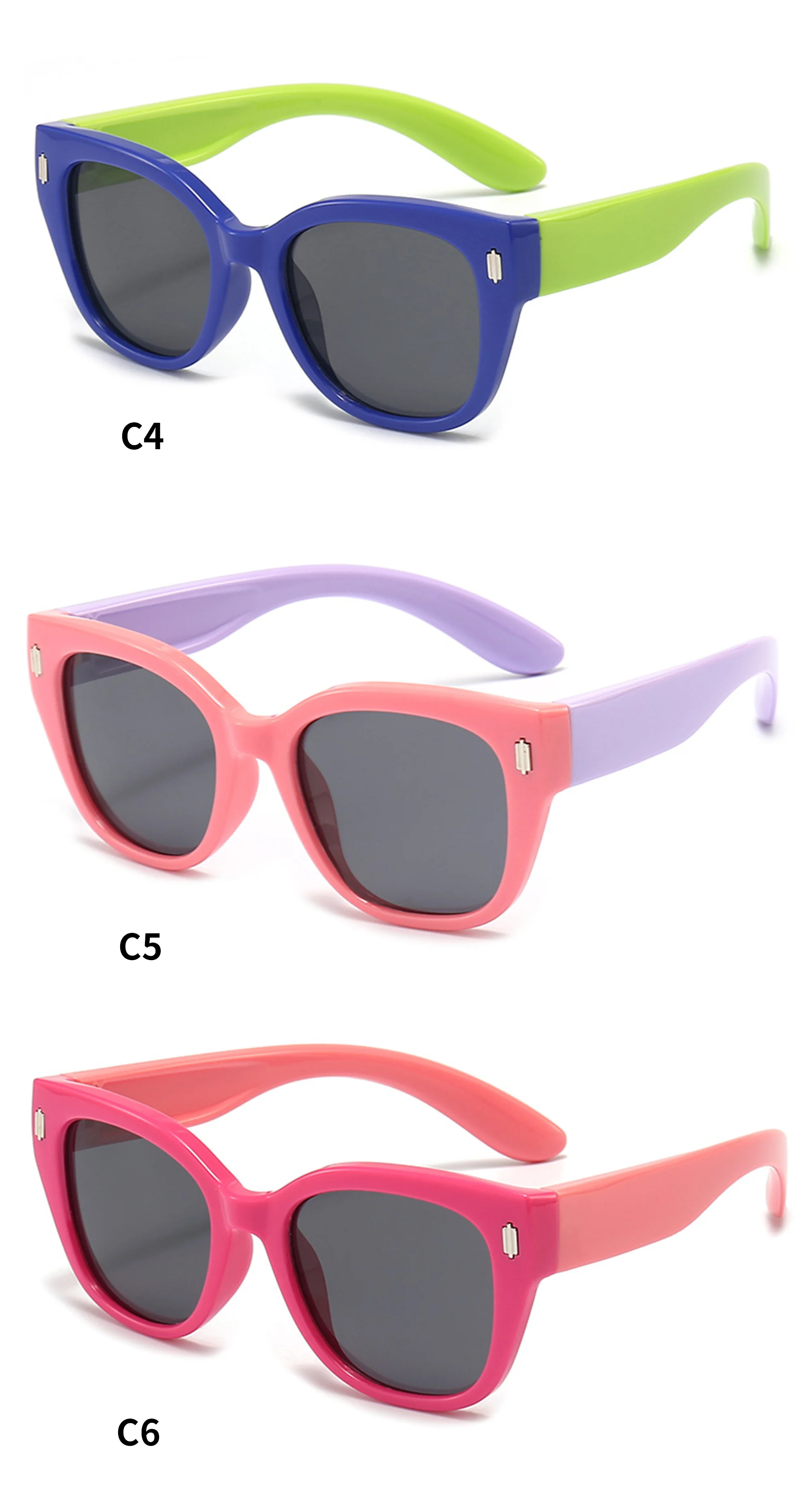  SILICONE TPEE Custom Private Label Party Sun Glasses Fashion Design New Sunglasses Silicone Tpee Children's TAC Sunglasses - Details 5