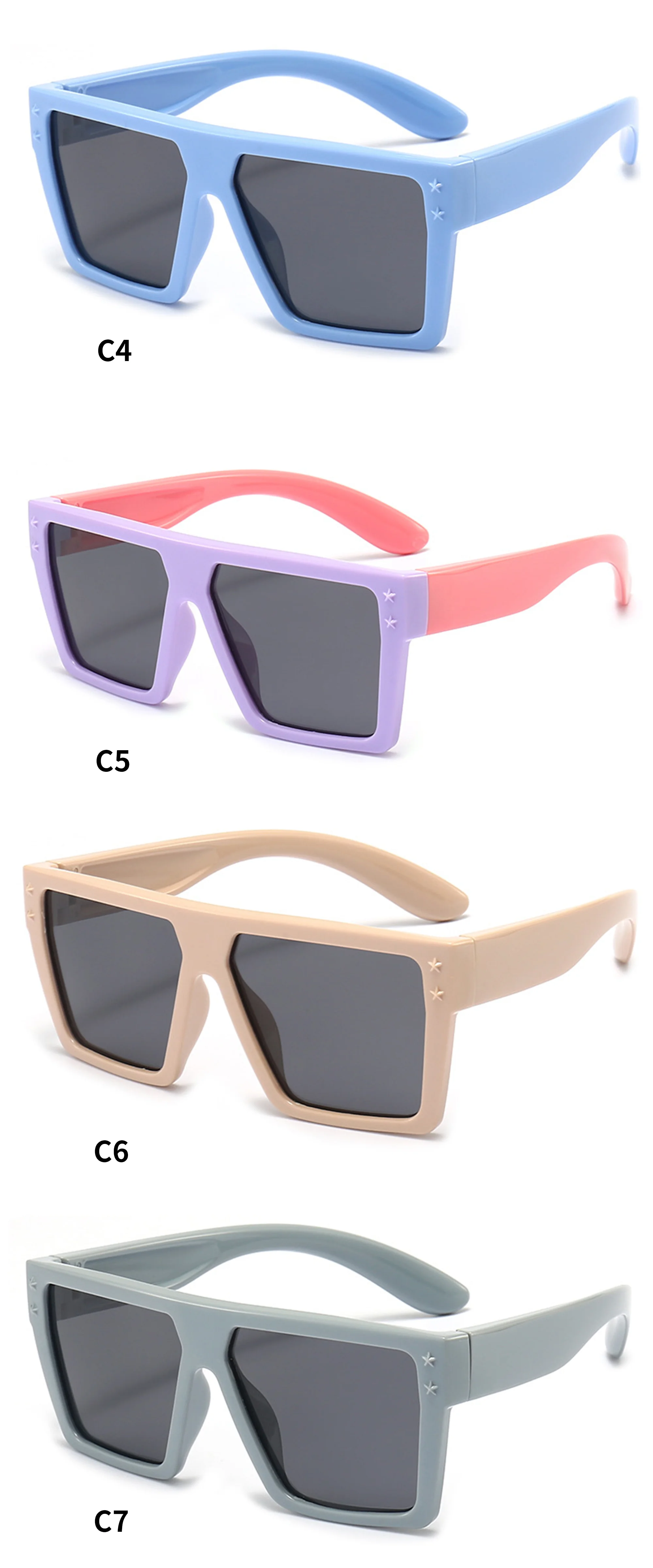  SILICONE TPEE Hot Sale Popular Products Sunglasses Fashionable UV400 Vintage Square Frame Custom Colorful Sunglasses for Kids - Details 5
