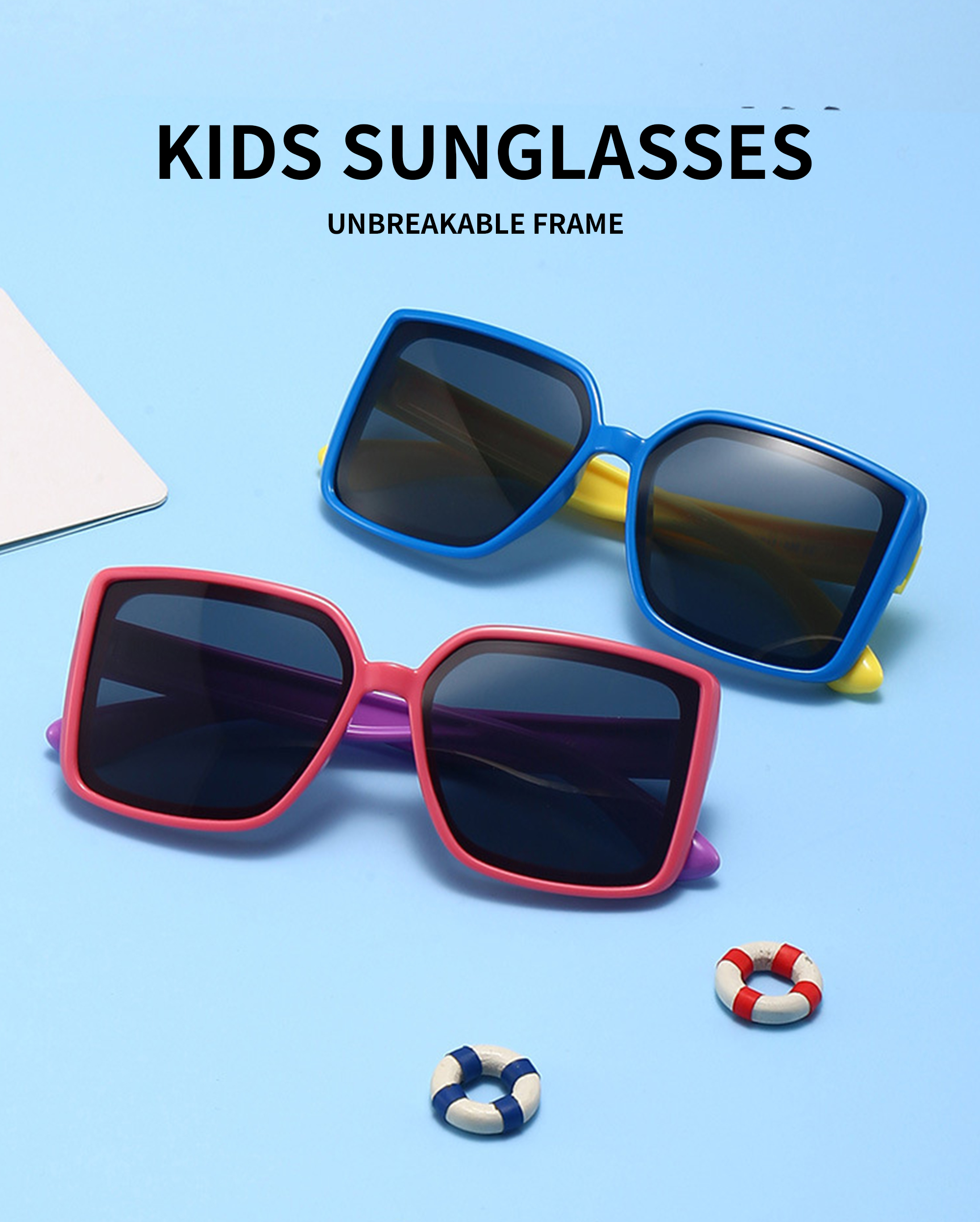 Hot Selling Girls Boys Big Frame Sunglasses Designer Customize Polarized Square Oversized Kids Sunglasses