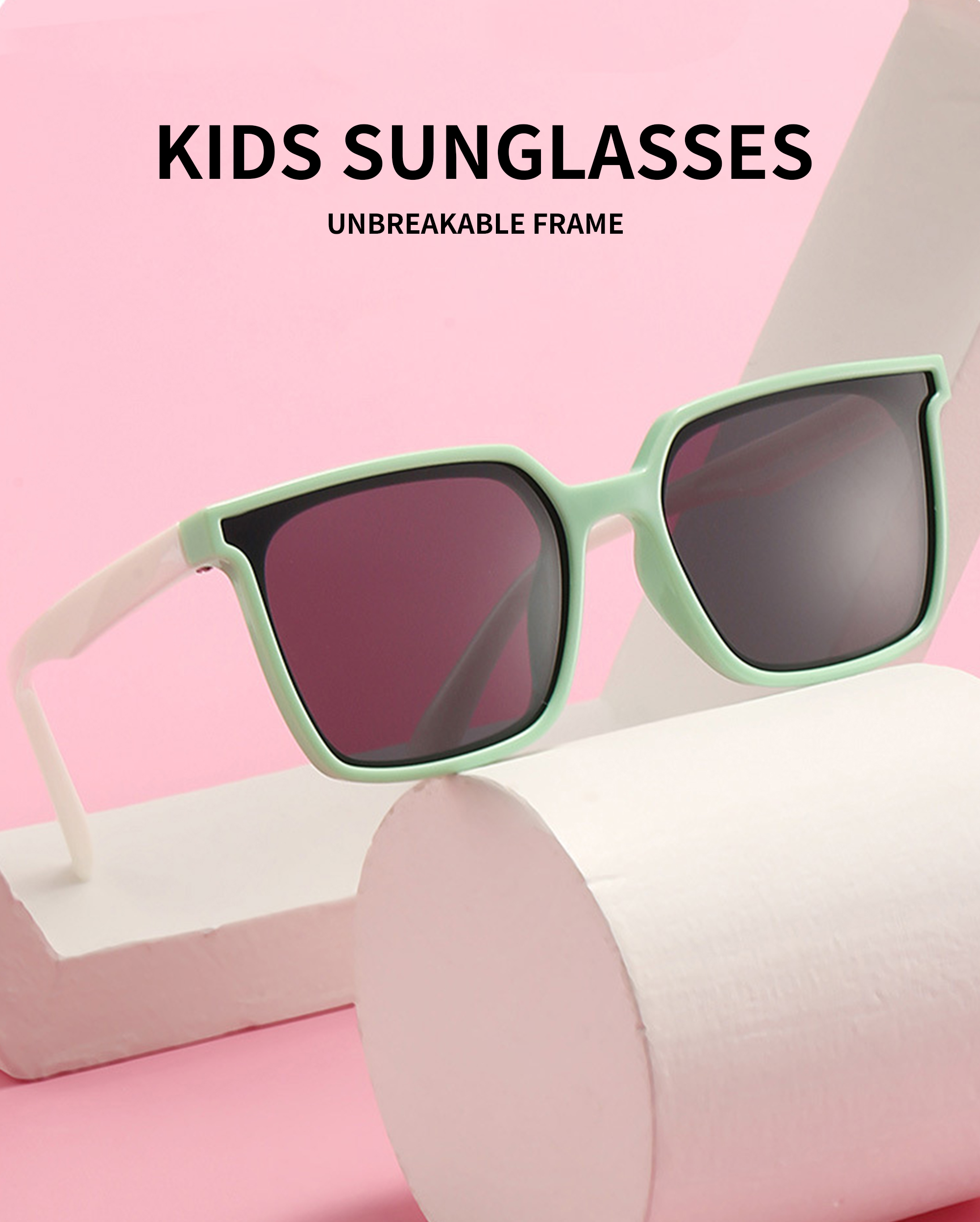 SILICONE TPEE High Quality Square Shape Girls Boys Kids 8 Colors Uv400 Sunglasses Oversize Vintage Fashion Designer Baby Sunglasses - Details 1