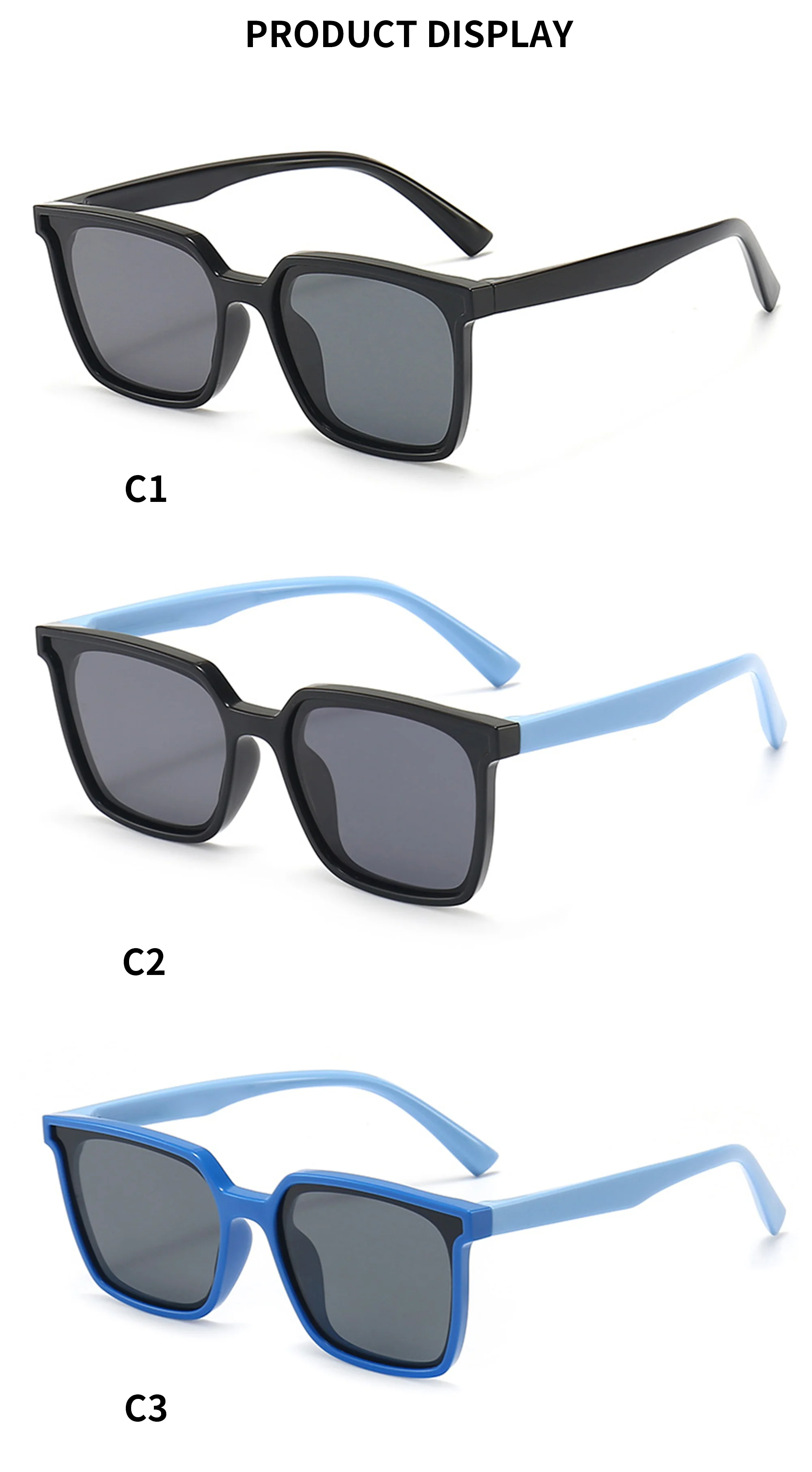  SILICONE TPEE High Quality Square Shape Girls Boys Kids 8 Colors Uv400 Sunglasses Oversize Vintage Fashion Designer Baby Sunglasses - Details 4