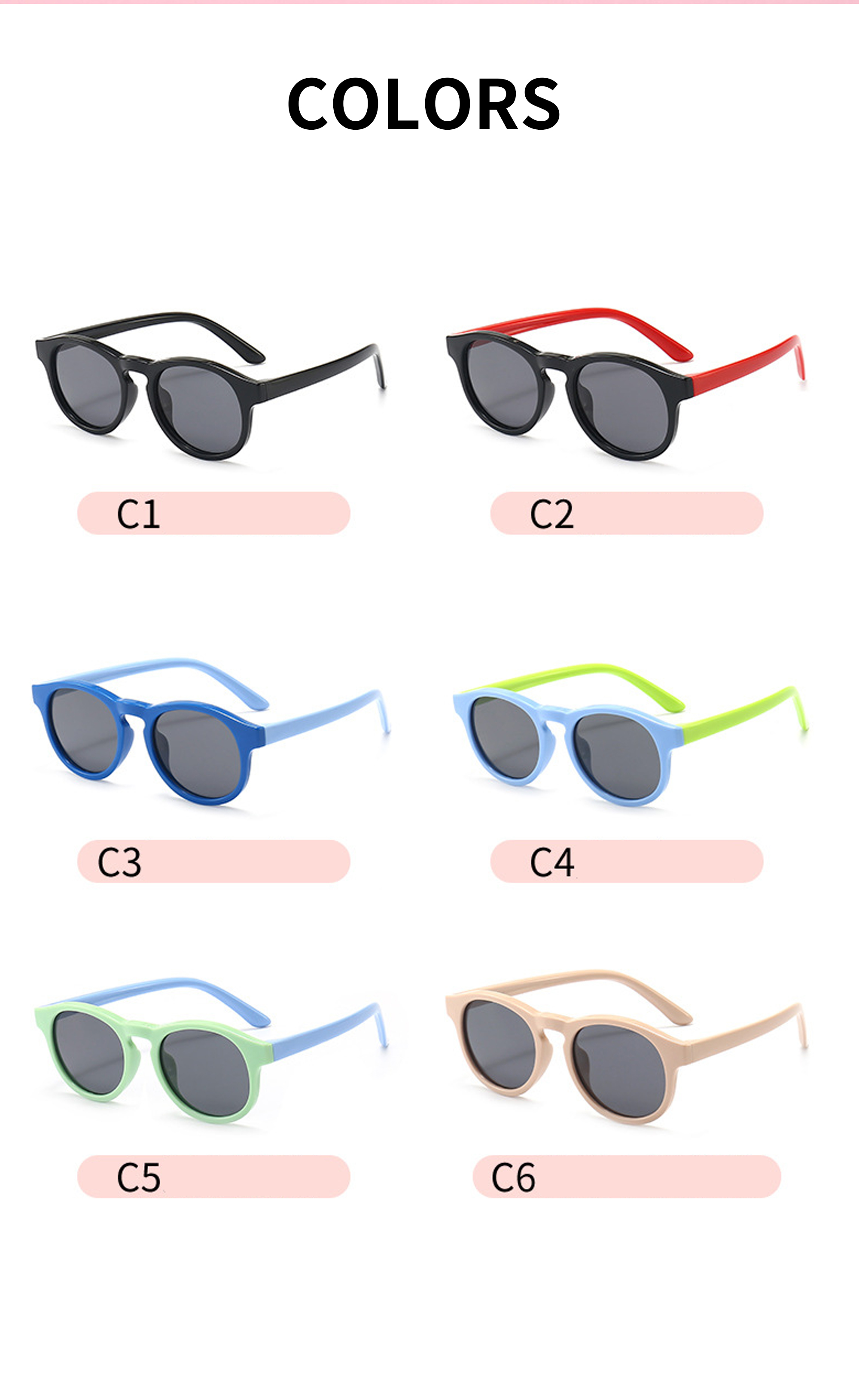 High Quality Trendy Colorful Kids Sunglasses Silicone Tpee Retro UV400 Square Sunglasses for Baby Kids Details and Specifications
