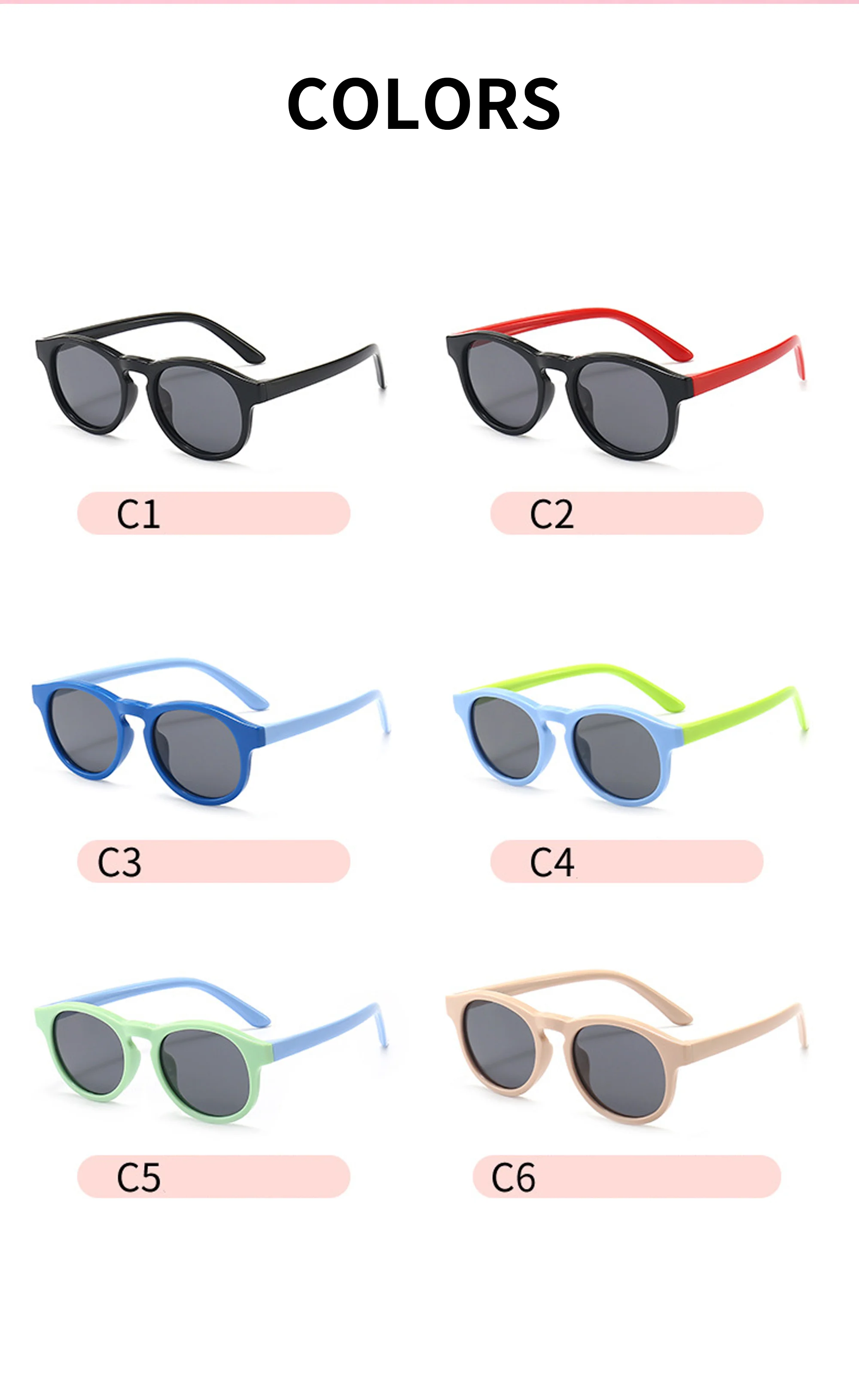  SILICONE TPEE High Quality Trendy Colorful Kids Sunglasses Silicone Tpee Retro UV400 Square Sunglasses for Baby Kids - Details 2