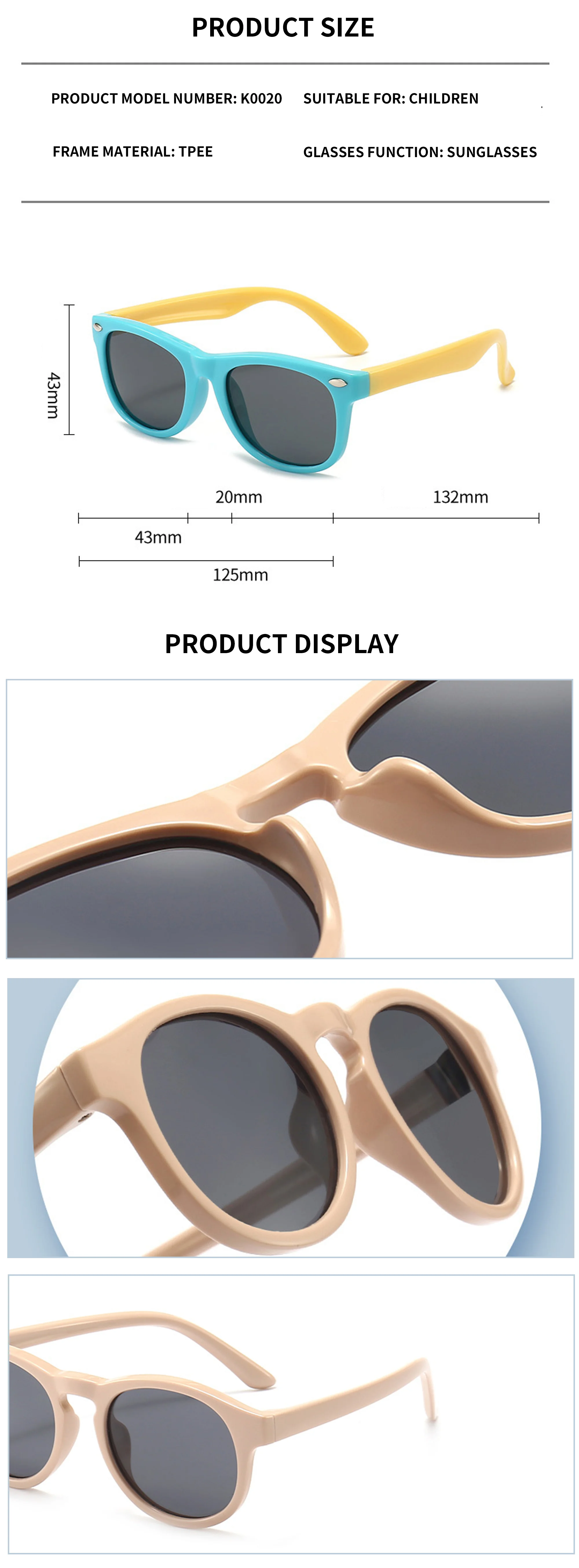  SILICONE TPEE High Quality Trendy Colorful Kids Sunglasses Silicone Tpee Retro UV400 Square Sunglasses for Baby Kids - Details 3