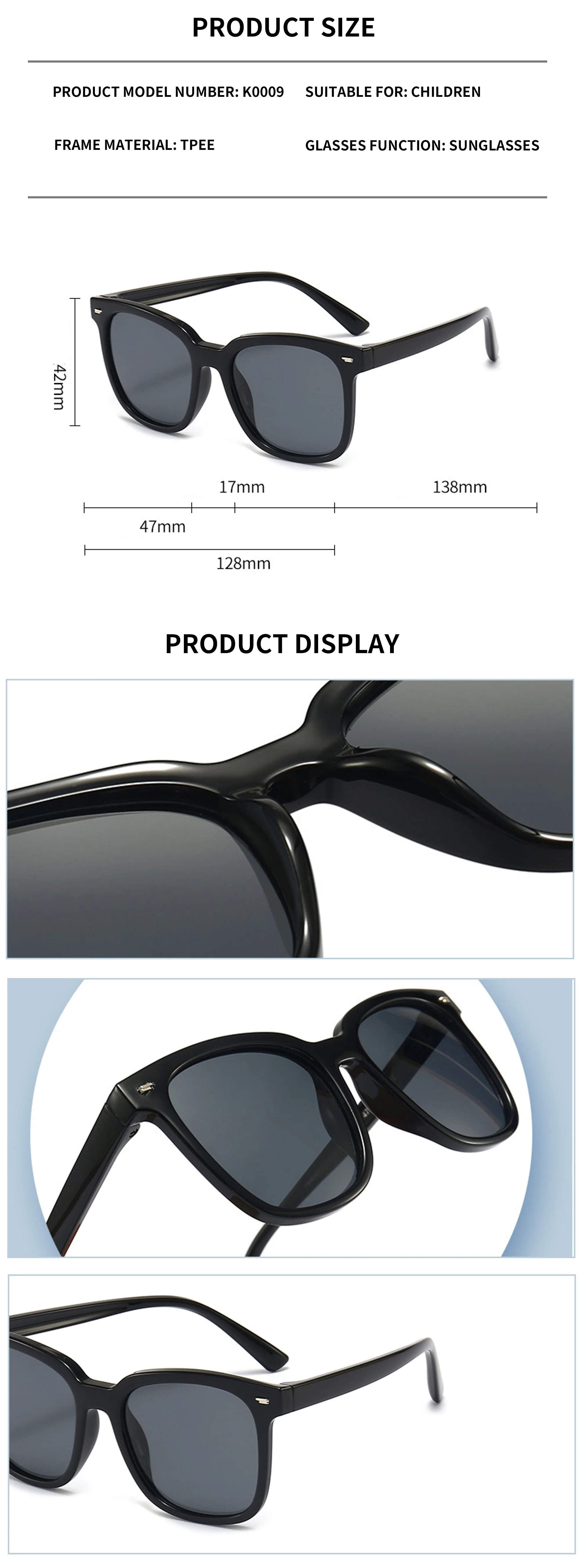  TPEE 2025 Custom Logo TPEE TAC Classic Sun Glasses Square Traveling Baby Children's Trendy Sunglasses - Details 3