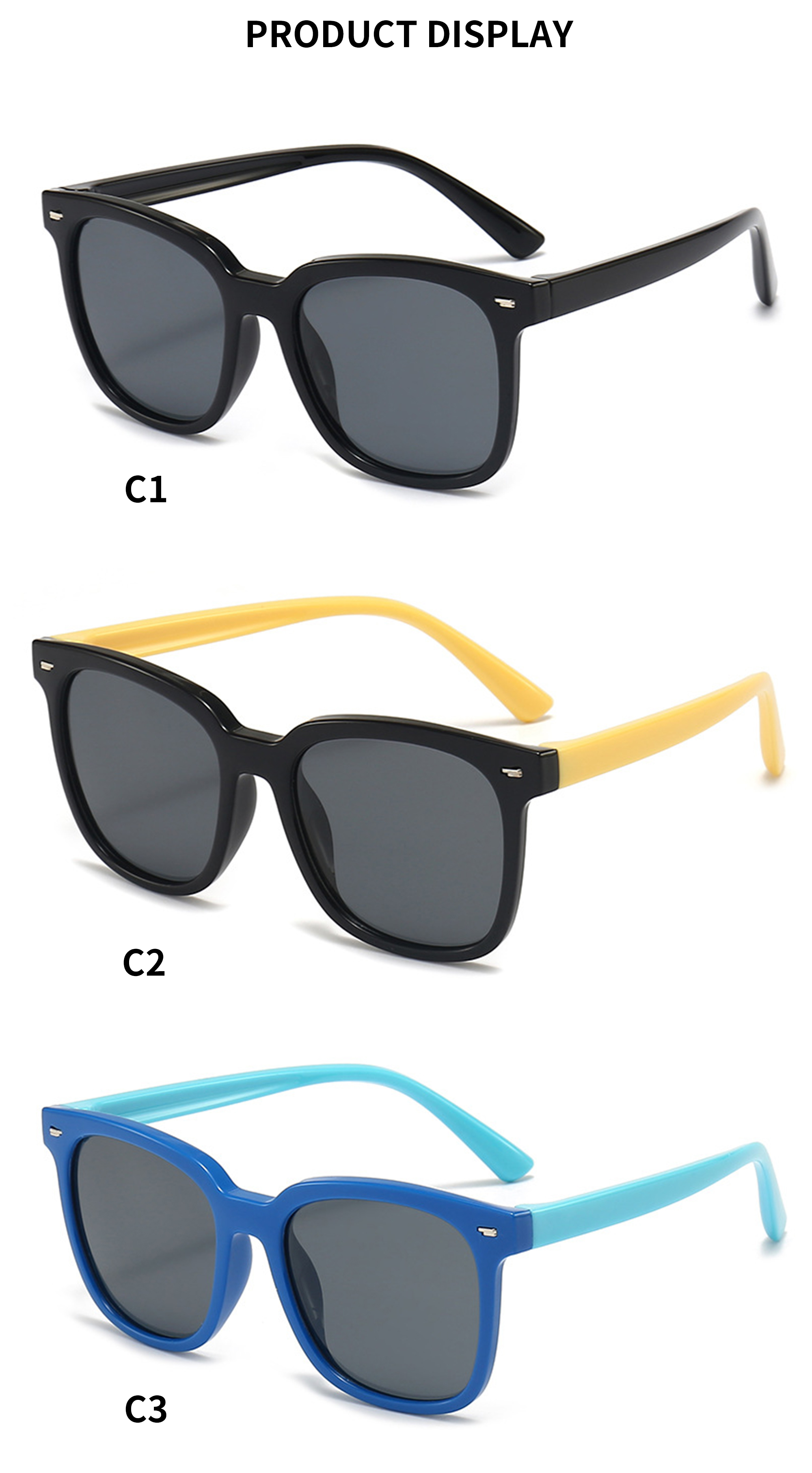 2025 Custom Logo TPEE TAC Classic Sun Glasses Square Traveling Baby Children's Trendy Sunglasses Details and Specifications