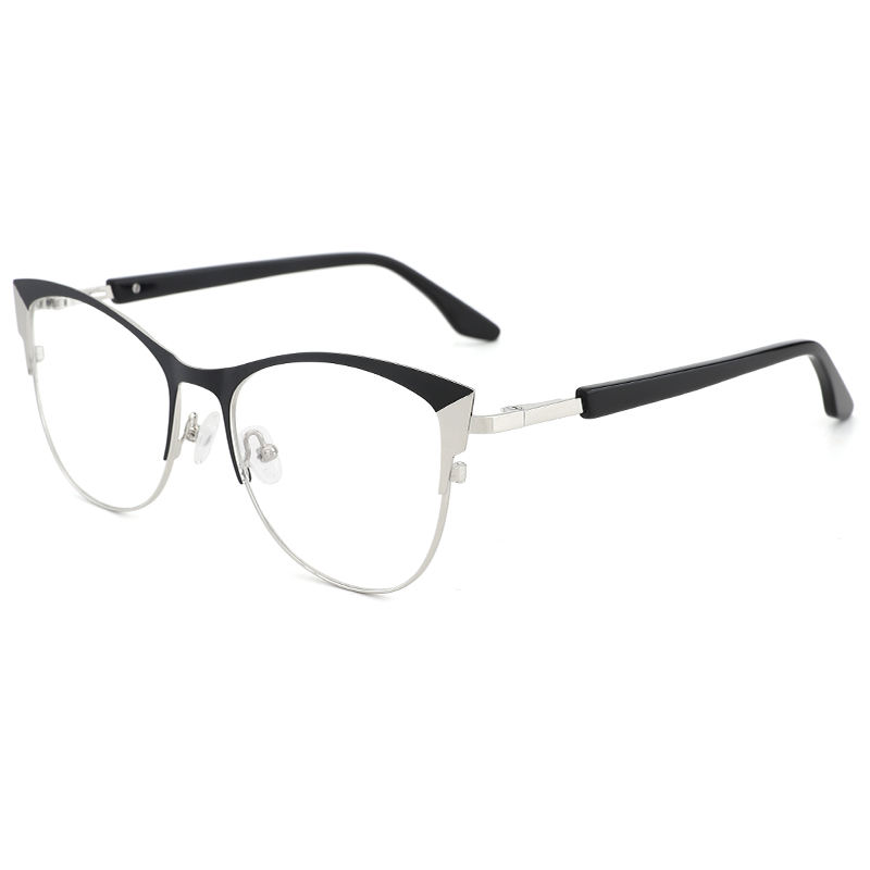 Glitter pink Women Cat Eye Optical Eyeglasses Frames Metal Eyewear Delicate Blue Light Blocking Glasses Computer Custom Eyewear