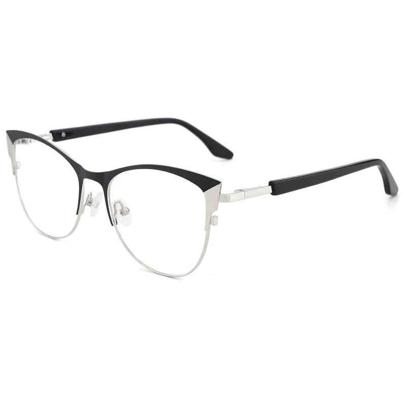 Custom Colors Metal Glitter pink Women Cat Eye Optical Eyeglasses Frames Metal Eyewear Delicate Blue Light Blocking Glasses Computer - View 3