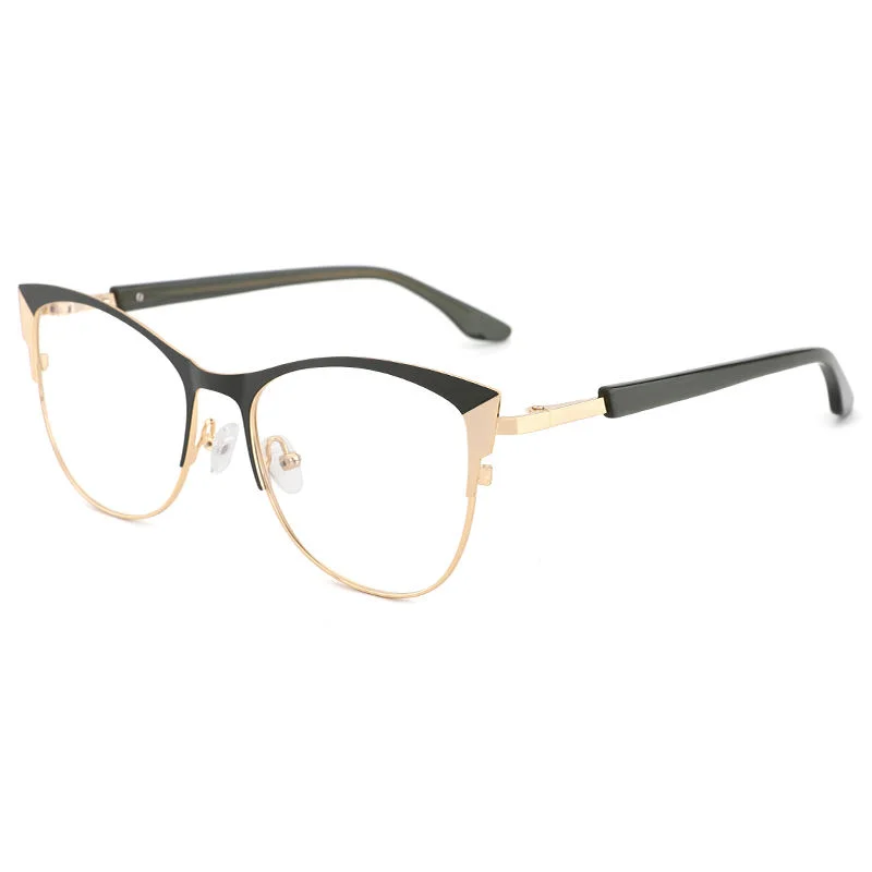 Custom Colors Metal Glitter pink Women Cat Eye Optical Eyeglasses Frames Metal Eyewear Delicate Blue Light Blocking Glasses Computer - View 4