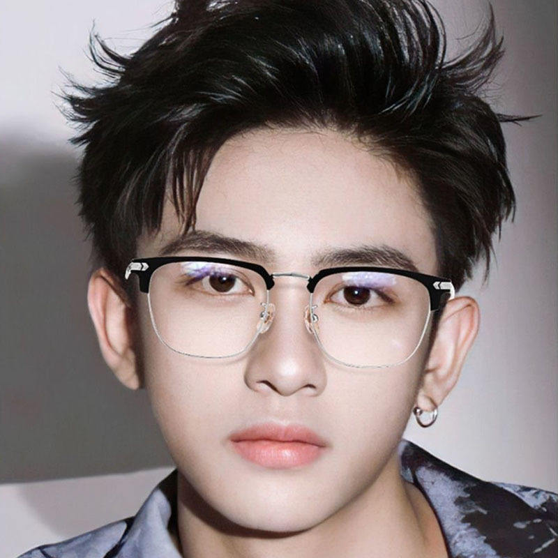 High-End Retro Men's Eyeglasses Frames New Style Plain High-Definition Anti-Blue Light Myopia Glasses High-End Frame Frame